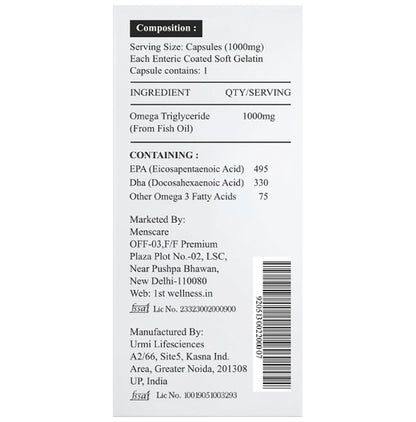 1st Wellness Omega 3 Fish Oil Capsule