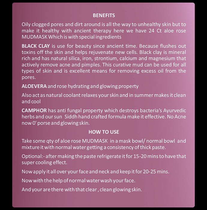 24 CT Naturals Aloe Rose Mudmask