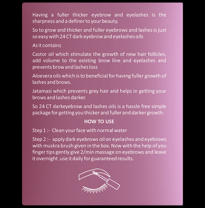 24 CT Naturals Dark Eyebrow and Eyelashes Growth Oil