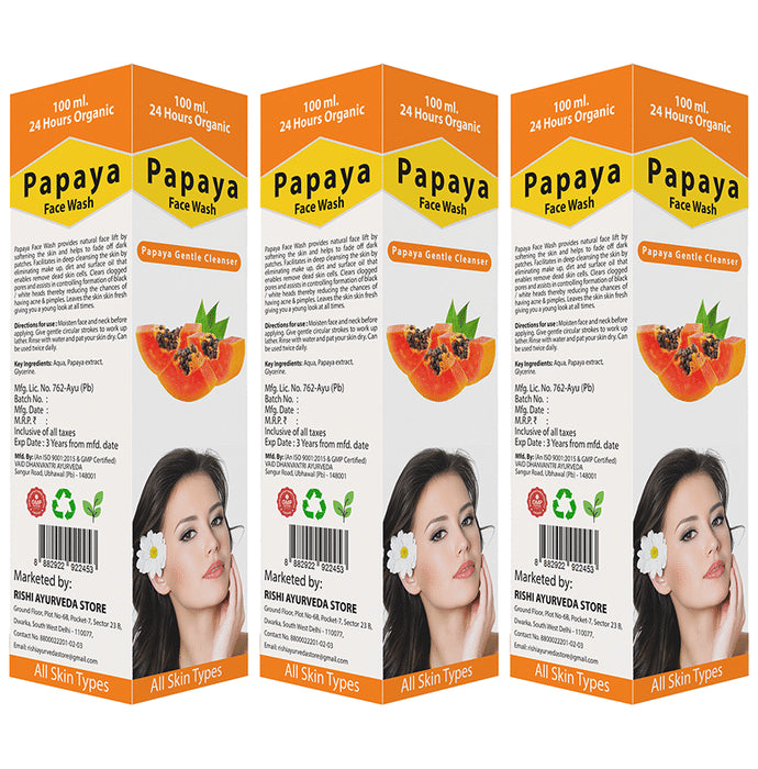 24 Hours Organic Papaya Face Wash (100ml Each) - Classic Derma
