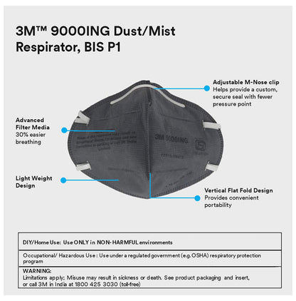 3M 9000 ING Particulate Respirator Mask Grey
