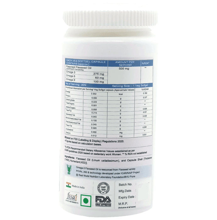 6th and Natural Essential Omega 3 with Flaxseed Oil Veg Softgel Capsule