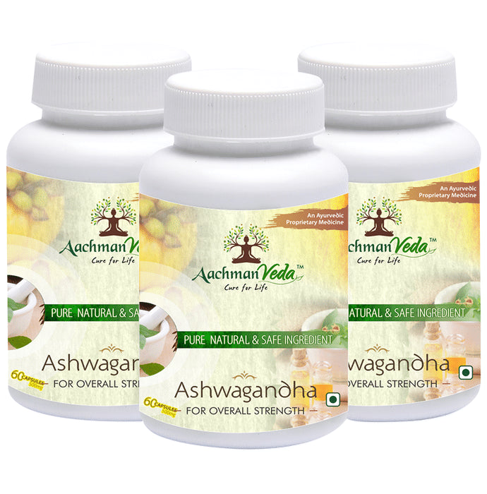 Aachman Veda Ashwagandha Capsule 500mg for Overall Strength (60 Each) - Classic Derma