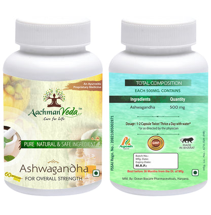 Aachman Veda Ashwagandha Capsule with Aachman Veda Curcumin Drop 30ml Free
