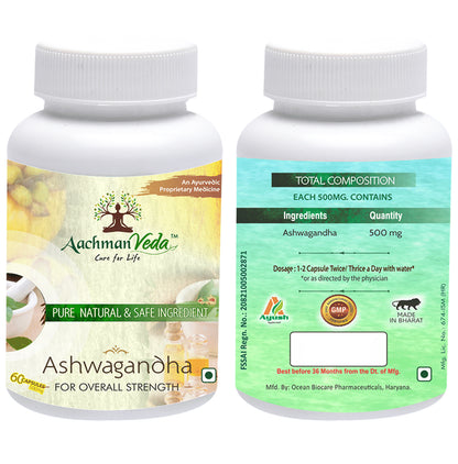 Aachman Veda Ashwagandha Capsule with Aachman Veda Recure Hair Tonic 30ml Free