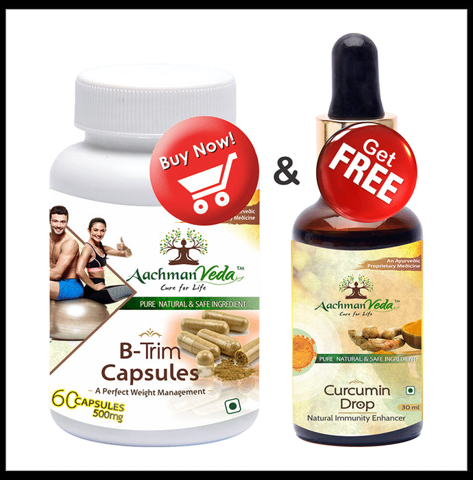 Aachman Veda B-Trim Capsule with Aachman Veda Curcumin Drop 30ml Free