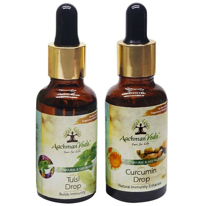 Aachman Veda Builds Immunity Tulsi Drop & Immunity Enhancer Curcumin Drop (30ml Each)