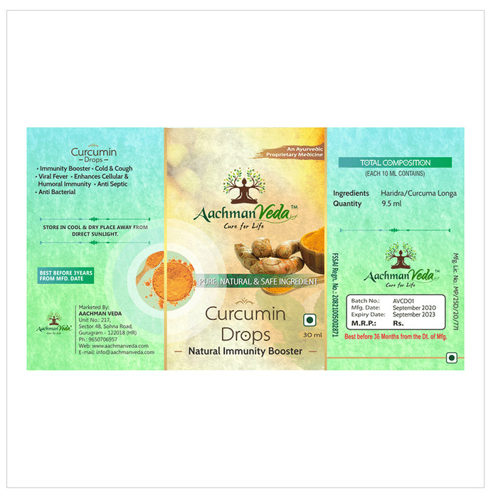 Aachman Veda Curcumin Drop Natural Immunity Enhancer (30ml Each)