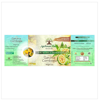 Aachman Veda Garcinia Cambogia 500mg 60% HCA Weight Loss Capsule (60 Each)