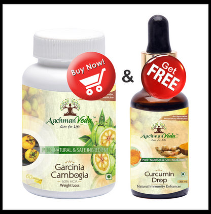 Aachman Veda Garcinia Cambogia Capsule with Aachman Veda Curcumin Drop 30ml Free