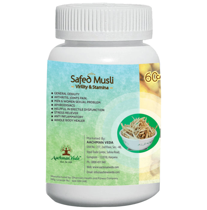 Aachman Veda Safed Musli Virility & Stamina Capsule 500mg (60 Each)