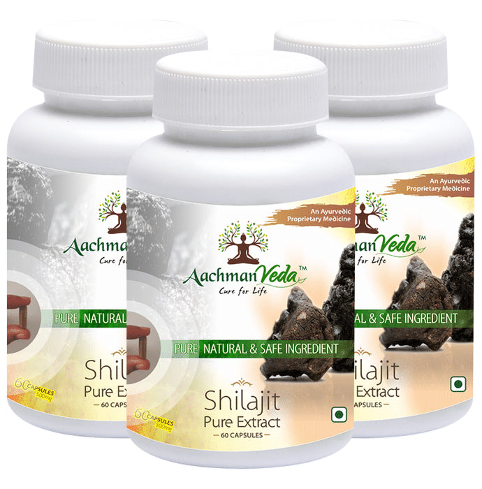 Aachman Veda Shilajit Pure Extract Capsule (60 Each) - Classic Derma