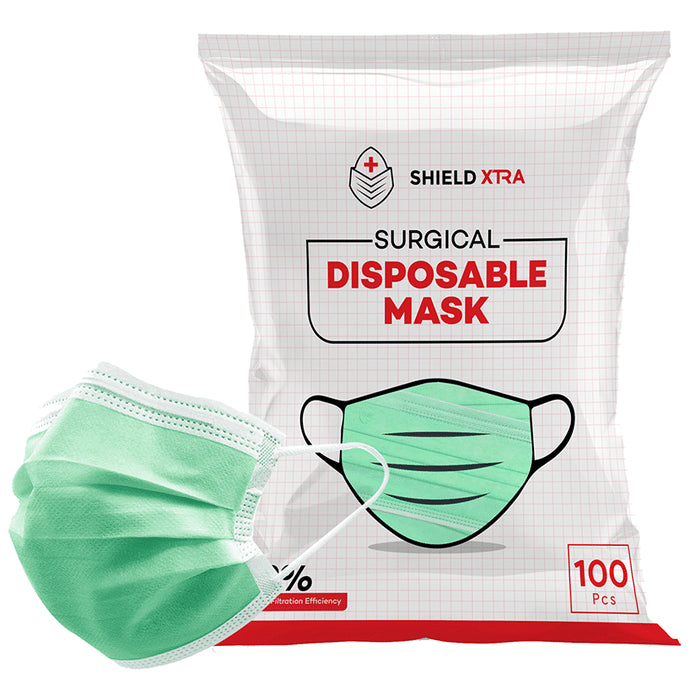 Shield Xtra 3 Ply Surgical Disposable Mask (100 Each) Green - Classic Derma