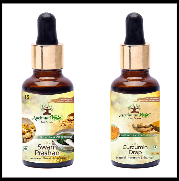 Aachman Veda Swarn Prashan Drop with Aachman Veda Curcumin Drop 30ml Free - Classic Derma