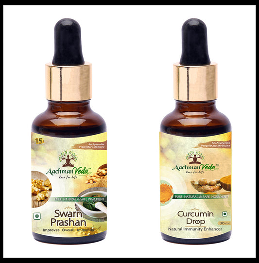 Aachman Veda Swarn Prashan Drop with Aachman Veda Curcumin Drop 30ml Free - Classic Derma