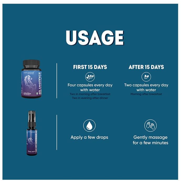 Aadar Combo Pack of Straight Up Capsule 60 and Straight Up Oil 30ml
