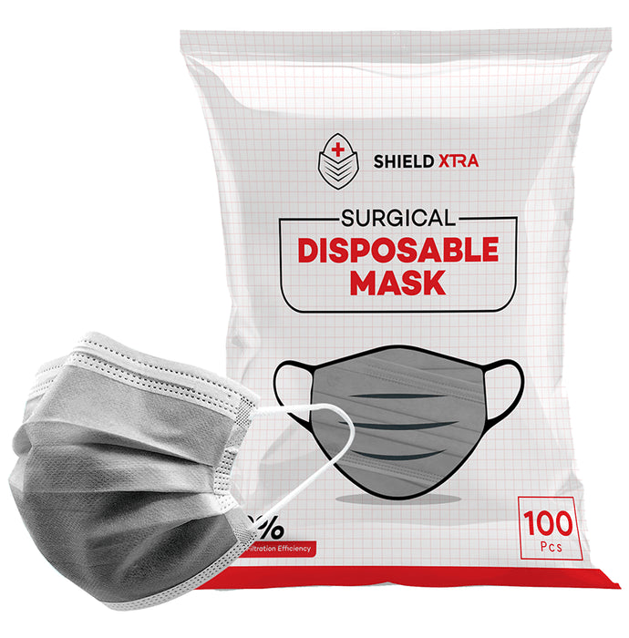 Shield Xtra 3 Ply Surgical Disposable Mask (100 Each) Grey - Classic Derma