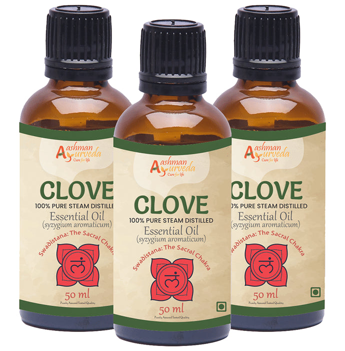 Aashman Ayurveda 100% Pure Steam Distilled Essential Oil (50ml Each) Clove - Classic Derma
