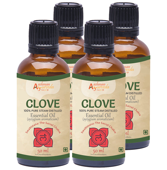Aashman Ayurveda 100% Pure Steam Distilled Essential Oil (50ml Each) Clove - Classic Derma
