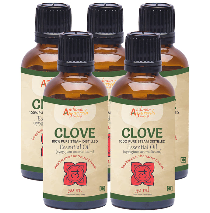 Aashman Ayurveda 100% Pure Steam Distilled Essential Oil (50ml Each) Clove - Classic Derma