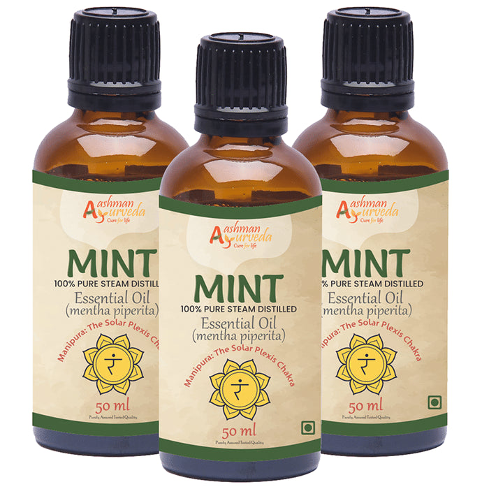 Aashman Ayurveda 100% Pure Steam Distilled Essential Oil (50ml Each) Mint - Classic Derma