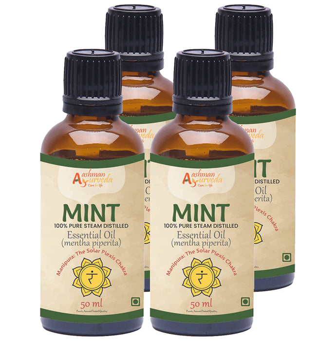 Aashman Ayurveda 100% Pure Steam Distilled Essential Oil (50ml Each) Mint - Classic Derma