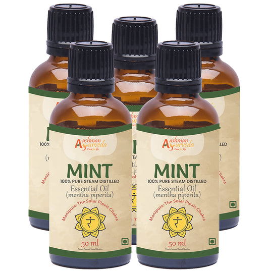 Aashman Ayurveda 100% Pure Steam Distilled Essential Oil (50ml Each) Mint - Classic Derma