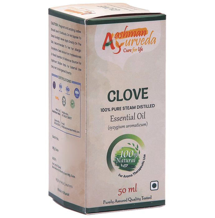 Aashman Ayurveda 100% Pure Steam Distilled Essential Oil Clove - Classic Derma