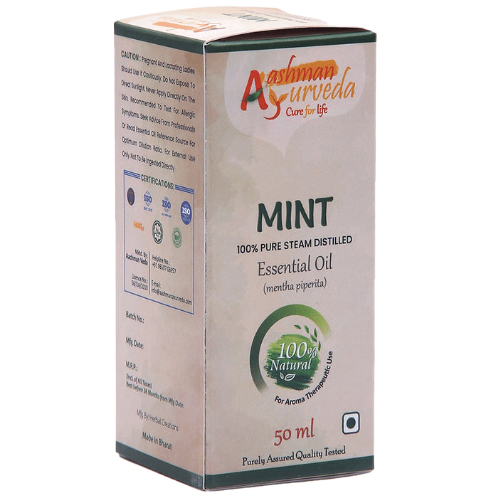 Aashman Ayurveda 100% Pure Steam Distilled Essential Oil Mint - Classic Derma
