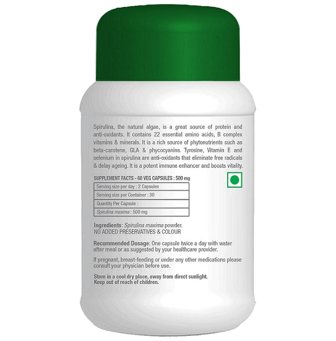 Aavaaram Spirulina Enerj+ 500mg Veg Capsule