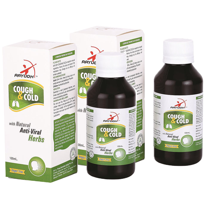 Aayudh Cough & Cold Syrup (100ml Each) Sugar Free - Classic Derma
