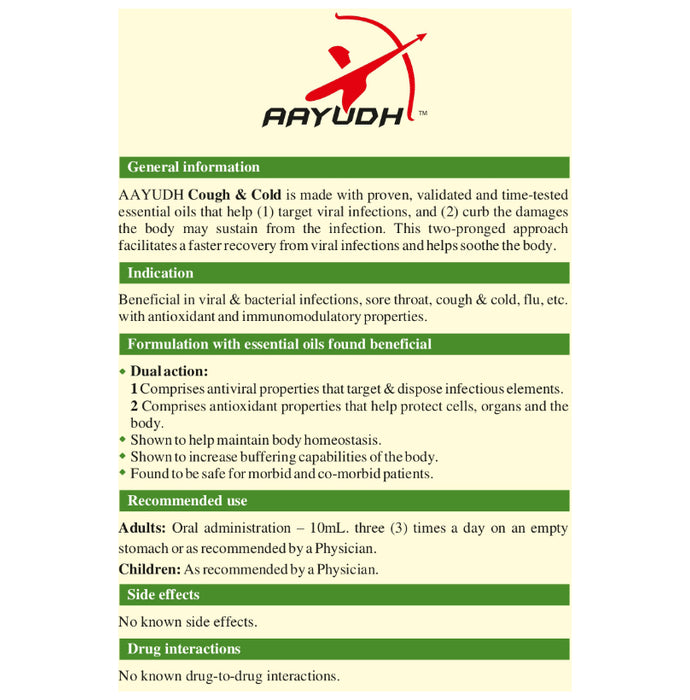 Aayudh Cough & Cold Syrup (100ml Each) Sugar Free