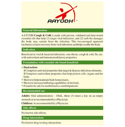 Aayudh Cough & Cold Syrup (100ml Each) Sugar Free