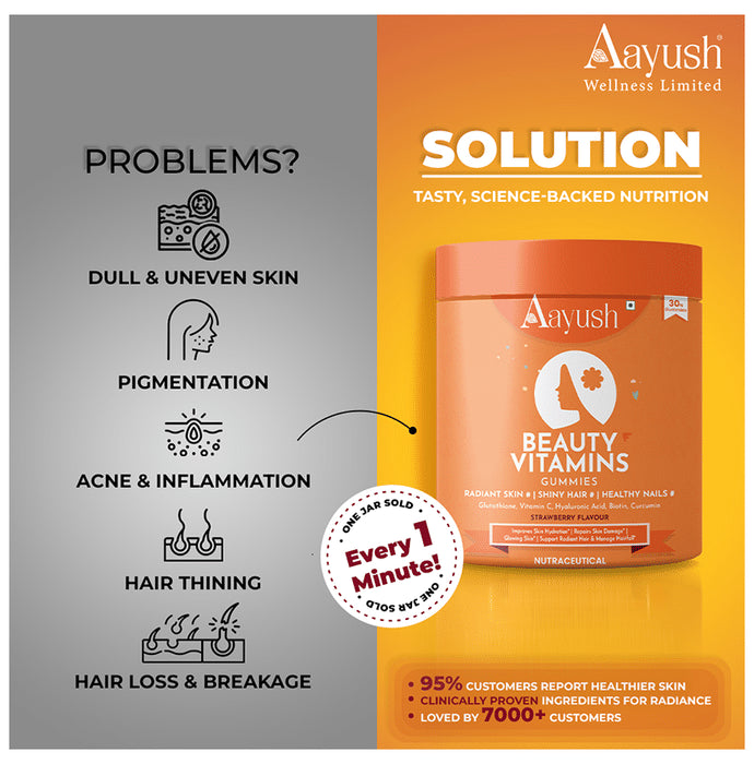 Aayush Beauty Vitamins Gummies (30 Each) Strawberry