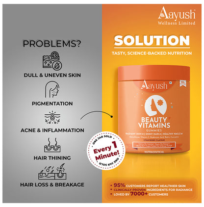 Aayush Beauty Vitamins Gummies (30 Each) Strawberry