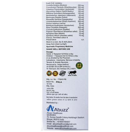 Abuzz's Abunerve Syrup Sugar Free