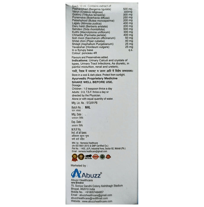 Abuzz's Syrup Pashan Bhedi Sugar Free