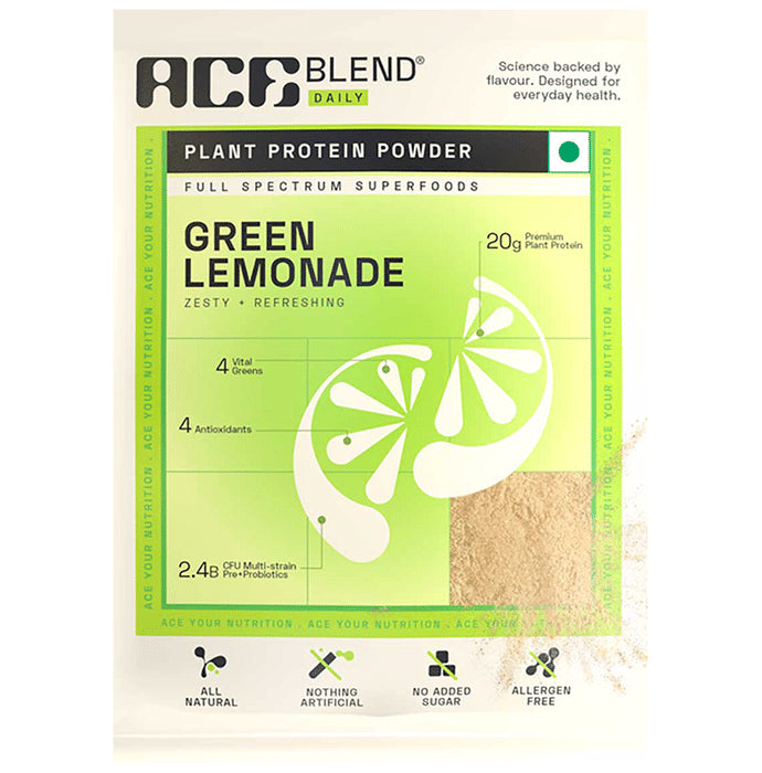 Ace Blend Daily 20g Vegan Plant Protein Powder & Superfoods Green Lemonade - Classic Derma