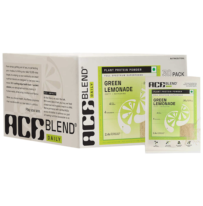 Ace Blend Daily 20g Vegan Plant Protein Powder & Superfoods Green Lemonade