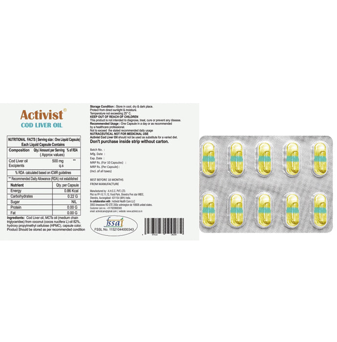 Activist Cod Liver Oil Liquid Capsule (10 Each)