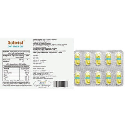 Activist Cod Liver Oil Liquid Capsule (10 Each)