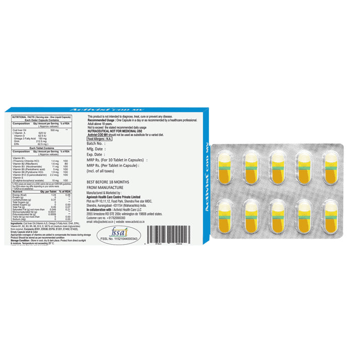 Activist Cod Mv Tablet in Capsule (10 Each)