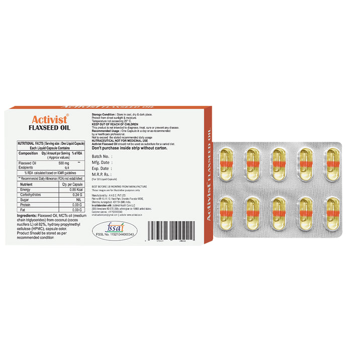Activist Flaxseed Oil Liquid Capsule (10 Each)
