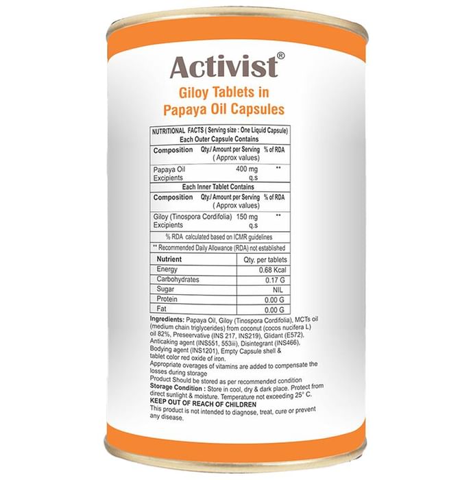 Activist Giloy Tablet In Papaya Oil Capsule