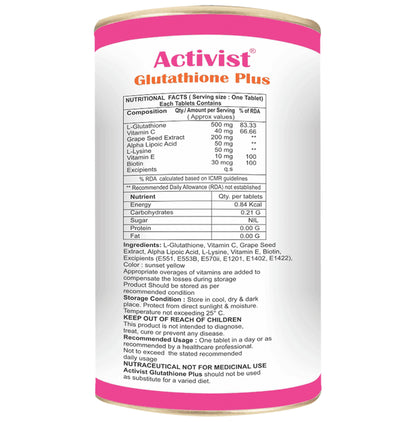 Activist Glutathione Plus Tablet