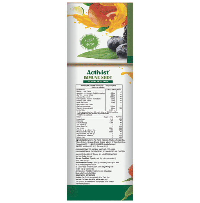 Activist Immune Shot Syrup Sugar Free