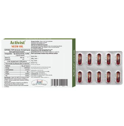 Activist Neem Oil Liquid Capsule (10 Each)