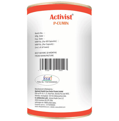 Activist P-Cumin Piperine Capsule In Curcumin Oil Capsule