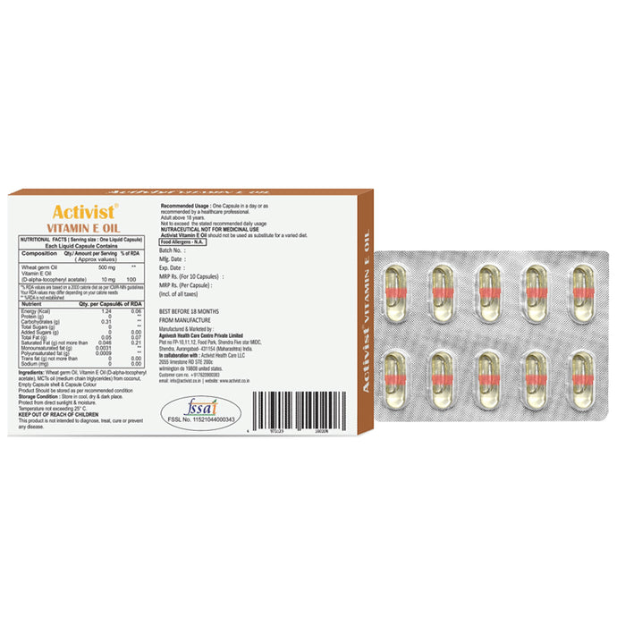 Activist Vitamin E OIl Liquid Capsule (10 Each)