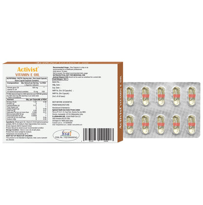 Activist Vitamin E OIl Liquid Capsule (10 Each)